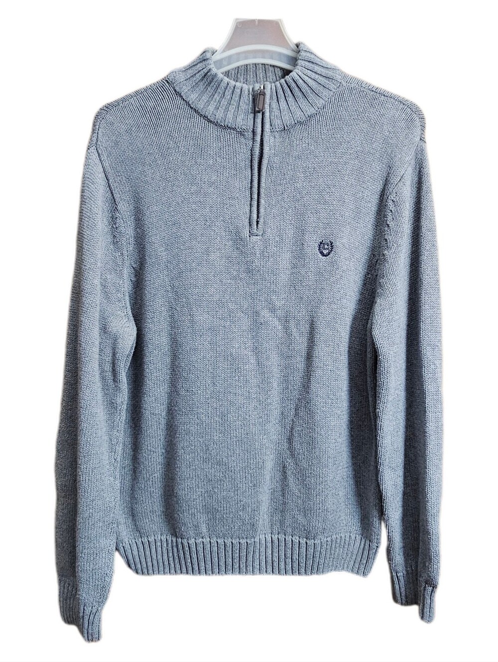 Ralph Lauren Chaps vintage men's Grey Gray mock neck zip pullover sweater XL